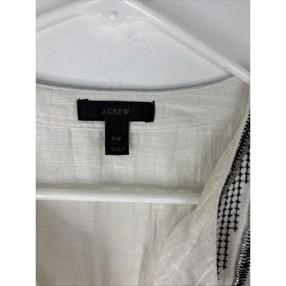 J Crew Tunic XXS Embroidered Top Beach Cover Up With Tassels Beaded - Picture 4 of 9
